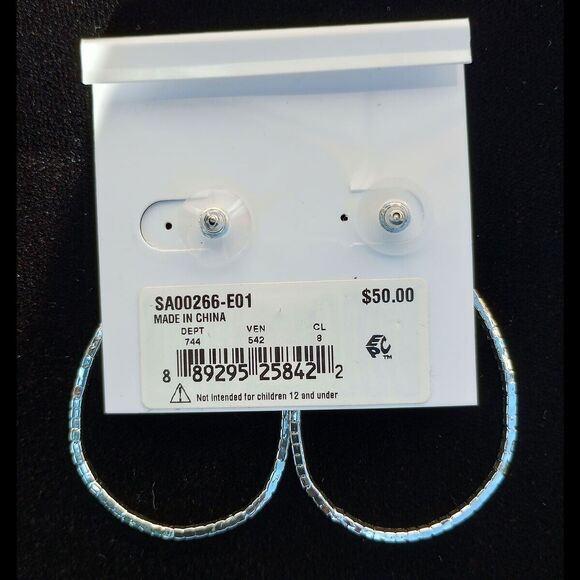 *50off3*NWT Touch of Silver 2" Rhinestone Crystal Teardrop Post Earrings Macy's - Picture 4 of 4